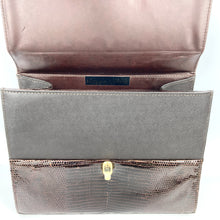 Load image into Gallery viewer, SALE Vintage 50s/60s Mappin & Webb Unused Chocolate Brown Lizard Skin Jackie O Bag, Top Handle Bag, Made In England-Vintage Handbag, Exotic Skins-Brand Spanking Vintage