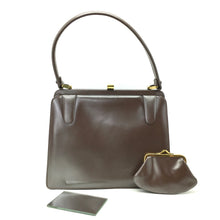 Load image into Gallery viewer, Vintage 50s/60s Lodix Taupe/Mushroom Pearlescent Leather Bag with Matching Purse and Mirror-Vintage Handbag, Kelly Bag-Brand Spanking Vintage