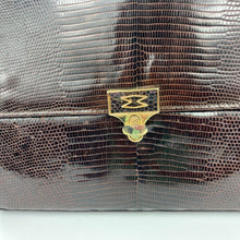 Load image into Gallery viewer, SALE Vintage 50s/60s Mappin & Webb Unused Chocolate Brown Lizard Skin Jackie O Bag, Top Handle Bag, Made In England-Vintage Handbag, Exotic Skins-Brand Spanking Vintage