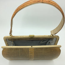 Load image into Gallery viewer, Vintage Handbag In Pale Gold/Cream/Brown/Grey Monitor Lizard Skin In Classic Design From Mappin & Webb-Vintage Handbag, Exotic Skins-Brand Spanking Vintage