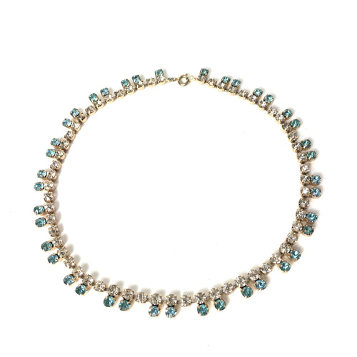 Vintage 50s/60s Diamante and Turquoise Crystal Necklace-Accessories, For Her-Brand Spanking Vintage
