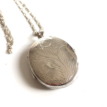 Load image into Gallery viewer, Large Sterling Silver Engraved Locket with Dainty 24" Silver Chain-Accessories, For Her-Brand Spanking Vintage