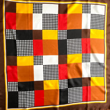 Load image into Gallery viewer, Large Vintage 70s Silk Scarf in Rich Red Brown and Yellow Geometric Design by Bellino Made in Italy-Scarves-Brand Spanking Vintage
