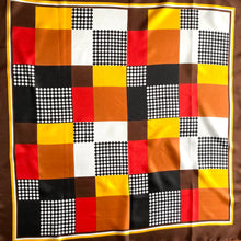Load image into Gallery viewer, Large Vintage 70s Silk Scarf in Rich Red Brown and Yellow Geometric Design by Bellino Made in Italy-Scarves-Brand Spanking Vintage