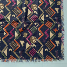 Load image into Gallery viewer, Vintage 80s Windsmoor Large Varuna Wool Shawl /Wrap in Purple/Navy, Orange Green and Taupe Made in Britain, Blue, Green And Beige-Scarves-Brand Spanking Vintage