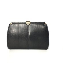 Load image into Gallery viewer, Vintage Dainty Black Lizard Skin Clutch Bag Fold Out Gilt Chain Made In England-Vintage Handbag, Exotic Skins-Brand Spanking Vintage