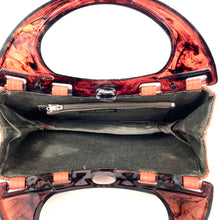 Load image into Gallery viewer, Vintage 70s Harlequin Snakeskin Burnt Orange/Rust Leather Handbag with Lucite Faux Tortoiseshell Handles by Harmony Made in England-Vintage Handbag, Exotic Skins-Brand Spanking Vintage