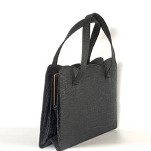 Load image into Gallery viewer, Vintage 40s/50s Large Dark Navy Textured Faux Leather Bag with Fitted Coin Purse-Vintage Handbag, Top Handle Bag-Brand Spanking Vintage