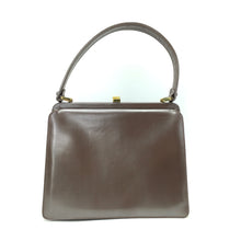 Load image into Gallery viewer, Vintage 50s/60s Lodix Taupe/Mushroom Pearlescent Leather Bag with Matching Purse and Mirror-Vintage Handbag, Kelly Bag-Brand Spanking Vintage