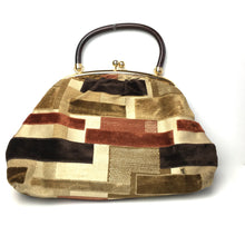 Load image into Gallery viewer, Eye Catching Vintage 70s, Very Large Carpet Bag/Overnight/Work Bag In 'Mary Poppins' Style, In Mustard, Rust and Brown By Weymouth American-Vintage Handbag, Large Handbag-Brand Spanking Vintage