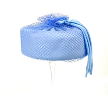 Load image into Gallery viewer, Vintage 50s 60s Pale Blue Chiffon Pill Box Hat w/ Veil-Accessories, For Her-Brand Spanking Vintage
