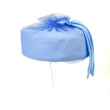 Load image into Gallery viewer, Vintage 50s 60s Pale Blue Chiffon Pill Box Hat w/ Veil-Accessories, For Her-Brand Spanking Vintage