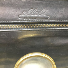 Load image into Gallery viewer, Vintage 60s/70s Large Black Crocodile Skin Clutch/Chain Bag w/ Integral Mirror By Ellebi Made In Italy-Vintage Handbag, Exotic Skins-Brand Spanking Vintage