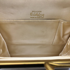 SOLD Elegant Gold Leather Evening/Occasion Bag w/ Matching Silk Coin Purse By Waldybag-Vintage Handbag, Evening Bag-Brand Spanking Vintage
