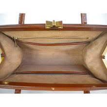 Load image into Gallery viewer, Elegant Vintage 50s/60s Toffee/Ginger/Tan Patent Leather Twin Handled Bag By Ackery Of London-Vintage Handbag, Top Handle Bag-Brand Spanking Vintage