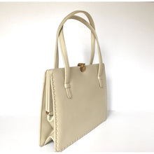Load image into Gallery viewer, SOLD Exquisite Cream Leather Vintage 50s 60s Classic Ladylike Handbag Made By Riviera For Debenham And Freebody-Vintage Handbag, Top Handle Bag-Brand Spanking Vintage