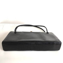 Load image into Gallery viewer, Exquisite Vintage 50s/60s Long Slim Top Handle Bag By Waldybag In Black Lizard Skin w/ Pale Suede Lining-Vintage Handbag, Exotic Skins-Brand Spanking Vintage