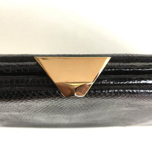 Load image into Gallery viewer, Exquisite Vintage 50s/60s Long Slim Top Handle Bag By Waldybag In Black Lizard Skin w/ Pale Suede Lining-Vintage Handbag, Exotic Skins-Brand Spanking Vintage