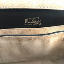Load image into Gallery viewer, Exquisite Vintage 50s/60s Long Slim Top Handle Bag By Waldybag In Black Lizard Skin w/ Pale Suede Lining-Vintage Handbag, Exotic Skins-Brand Spanking Vintage