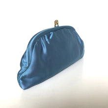 Load image into Gallery viewer, Vintage Turquoise/Blue Silk Satin Clutch Evening/Occasion Bag by Bagcraft Made in England-Vintage Handbag, Evening Bag-Brand Spanking Vintage
