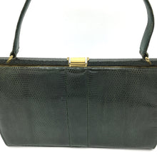 Load image into Gallery viewer, Vintage 1950s/60s Mappin & Webb Green Lizard Skin Classic Ladylike Bag, Top Handle Bag, Made In England-Vintage Handbag, Exotic Skins-Brand Spanking Vintage