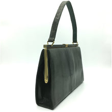 Load image into Gallery viewer, Vintage 1950s/60s Mappin & Webb Green Lizard Skin Classic Ladylike Bag, Top Handle Bag, Made In England-Vintage Handbag, Exotic Skins-Brand Spanking Vintage