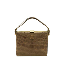 Load image into Gallery viewer, Exquisite Vintage Crocodile Skin Small And Dainty 30s/40s Square Box Bag In Rich Caramel Brown w/ Suede Lining-Vintage Handbag, Exotic Skins-Brand Spanking Vintage