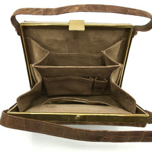 Load image into Gallery viewer, Exquisite Vintage Crocodile Skin Small And Dainty 30s/40s Square Box Bag In Rich Caramel Brown w/ Suede Lining-Vintage Handbag, Exotic Skins-Brand Spanking Vintage