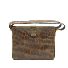 Load image into Gallery viewer, Exquisite Vintage Crocodile Skin Small And Dainty 30s/40s Square Box Bag In Rich Caramel Brown w/ Suede Lining-Vintage Handbag, Exotic Skins-Brand Spanking Vintage