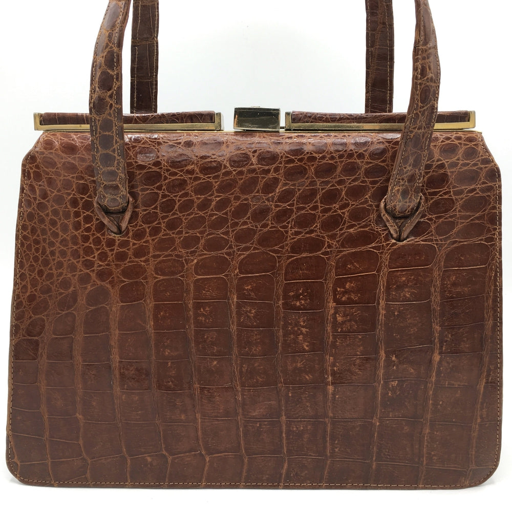 INDUSTRIA ARGENTINA cognac color gathered crocodile skin handbag – Vintage  Carwen
