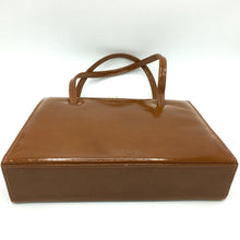 Load image into Gallery viewer, Elegant Vintage 50s/60s Toffee/Ginger/Tan Patent Leather Twin Handled Bag By Ackery Of London-Vintage Handbag, Top Handle Bag-Brand Spanking Vintage