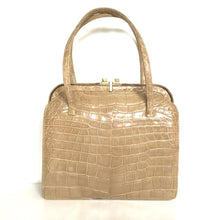 Load image into Gallery viewer, Exquisite Vintage Blond Crocodile Handbag, Small and Dainty 'Speedy' Style Handbag or Top Handle Bag with Gilt Clasp and Leather Lining-Vintage Handbag, Exotic Skins-Brand Spanking Vintage