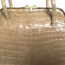 Load image into Gallery viewer, Exquisite Vintage Blond Crocodile Handbag, Small and Dainty 'Speedy' Style Handbag or Top Handle Bag with Gilt Clasp and Leather Lining-Vintage Handbag, Exotic Skins-Brand Spanking Vintage
