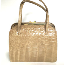 Load image into Gallery viewer, Exquisite Vintage Blond Crocodile Handbag, Small and Dainty &#39;Speedy&#39; Style Handbag or Top Handle Bag with Gilt Clasp and Leather Lining-Vintage Handbag, Exotic Skins-Brand Spanking Vintage
