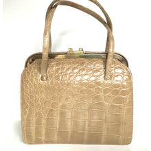 Load image into Gallery viewer, Exquisite Vintage Blond Crocodile Handbag, Small and Dainty 'Speedy' Style Handbag or Top Handle Bag with Gilt Clasp and Leather Lining-Vintage Handbag, Exotic Skins-Brand Spanking Vintage