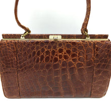 Load image into Gallery viewer, Beautiful Vintage 50s Handbag In Crocodile Skin By Riviera In Rich Chestnut/Copper-Vintage Handbag, Exotic Skins-Brand Spanking Vintage