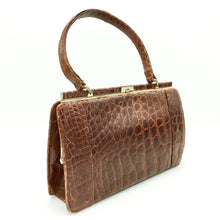 Load image into Gallery viewer, Beautiful Vintage 50s Handbag In Crocodile Skin By Riviera In Rich Chestnut/Copper-Vintage Handbag, Exotic Skins-Brand Spanking Vintage