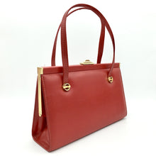 Load image into Gallery viewer, Gorgeous Vintage 50s/60s Twin Handled Bag In Lipstick Red Leather By Freedex Made In Ireland-Vintage Handbag, Kelly Bag-Brand Spanking Vintage