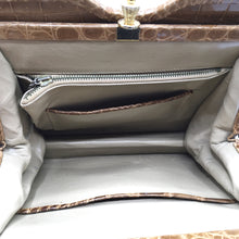 Load image into Gallery viewer, Exquisite Vintage 50s Twin Handled Caramel Crocodile Skin Handbag Leather Lined-Vintage Handbag, Exotic Skins-Brand Spanking Vintage