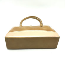 Load image into Gallery viewer, Vintage Handbag w/ Twin Handles In Light Tan/Beige Patent w/ Gilt Trim By 'K' Handbags-Vintage Handbag, Kelly Bag-Brand Spanking Vintage