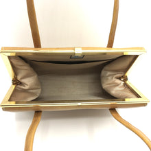 Load image into Gallery viewer, Vintage Handbag w/ Twin Handles In Light Tan/Beige Patent w/ Gilt Trim By 'K' Handbags-Vintage Handbag, Kelly Bag-Brand Spanking Vintage