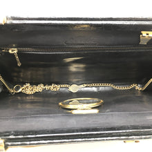 Load image into Gallery viewer, Vintage 60s/70s Large Black Crocodile Skin Clutch/Chain Bag w/ Integral Mirror By Ellebi Made In Italy-Vintage Handbag, Exotic Skins-Brand Spanking Vintage