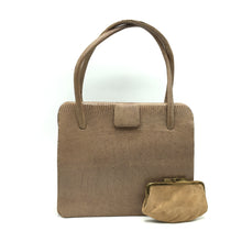 Load image into Gallery viewer, Vintage 50s Caramel Lizard Skin Mappin & Webb Handbag w/ Lift Up Clasp And Matching Coin Purse-Vintage Handbag, Exotic Skins-Brand Spanking Vintage