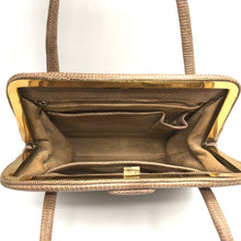 Load image into Gallery viewer, Vintage 50s Caramel Lizard Skin Mappin & Webb Handbag w/ Lift Up Clasp And Matching Coin Purse-Vintage Handbag, Exotic Skins-Brand Spanking Vintage