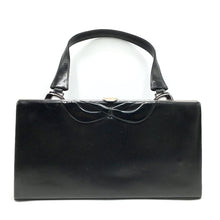 Load image into Gallery viewer, Vintage 50s Exquisite Large Black Leather Waldybag Classic Ladylike Bag With Silver Tone Frame And Copper Clasp-Vintage Handbag, Large Handbag-Brand Spanking Vintage
