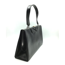 Load image into Gallery viewer, Vintage 50s Exquisite Large Black Leather Waldybag Classic Ladylike Bag With Silver Tone Frame And Copper Clasp-Vintage Handbag, Large Handbag-Brand Spanking Vintage