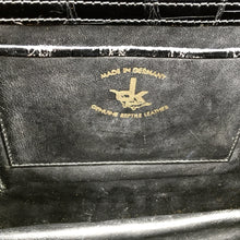 Load image into Gallery viewer, Stunning Vintage 60s Black Crocodile Jackie O Style Bag w/ Silver Tone Clasp And Matching Crocodile Backed Mirror, Made In W Germany-Vintage Handbag, Exotic Skins-Brand Spanking Vintage