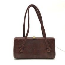 Load image into Gallery viewer, Vintage 30s/40s Cute Dark Rust Red Lizard Skin Handbag w/ Matching Coin Purse On Chain By Tarkor-Vintage Handbag, Exotic Skins-Brand Spanking Vintage