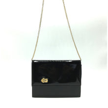 Load image into Gallery viewer, Vintage Waldybag Black Patent Leather Day/Evening/Occasion Bag w/ Gilt And Diamante Buckle Motif And Gilt Chain-Vintage Handbag, Evening Bag-Brand Spanking Vintage