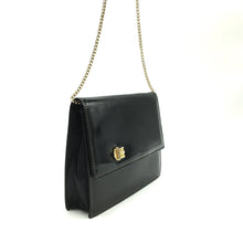 Load image into Gallery viewer, Vintage Waldybag Black Patent Leather Day/Evening/Occasion Bag w/ Gilt And Diamante Buckle Motif And Gilt Chain-Vintage Handbag, Evening Bag-Brand Spanking Vintage